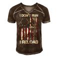 I Dont Run I Reload Gun American Flag Patriots On Back  Men's Short Sleeve V-neck 3D Print Retro Tshirt Brown