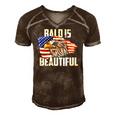 Mens Bald Is Beautiful July 4Th Eagle Patriotic American Vintage Men's Short Sleeve V-neck 3D Print Retro Tshirt Brown