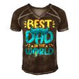 Mens Best Dad In The World For A Dad   Men's Short Sleeve V-neck 3D Print Retro Tshirt Brown