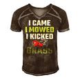 Mens I Came I Mowed I Kicked Grass Funny Lawn Mowing Gardener Men's Short Sleeve V-neck 3D Print Retro Tshirt Brown
