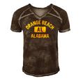 Orange Beach Al Alabama Gym Style Distressed Amber Print Men's Short Sleeve V-neck 3D Print Retro Tshirt Brown