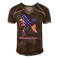 Patriotic Flag Poodle For American Poodle Lovers Men's Short Sleeve V-neck 3D Print Retro Tshirt Brown