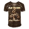 Play Together - Stay Together Men's Short Sleeve V-neck 3D Print Retro Tshirt Brown