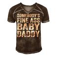 Somebodys Fine Ass Baby Daddy Men's Short Sleeve V-neck 3D Print Retro Tshirt Brown