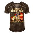 Trump Make 4Th Of July Great Again Merica Beer Drinking Men's Short Sleeve V-neck 3D Print Retro Tshirt Brown