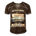 Uss Sacramento Aoe Men's Short Sleeve V-neck 3D Print Retro Tshirt Brown