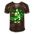 Love Gnomes Irish Shamrock St Patricks Day Four Leaf Clover Men's Short Sleeve V-neck 3D Print Retro Tshirt Grey
