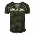 Does Not Play Well With Others Men's Short Sleeve V-neck 3D Print Retro Tshirt Forest