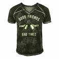 Good Friends Bad Times Drinking Buddy Men's Short Sleeve V-neck 3D Print Retro Tshirt Forest