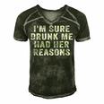 Im Sure Drunk Me Had Her Reasons Funny Retro Vintage Men's Short Sleeve V-neck 3D Print Retro Tshirt Forest