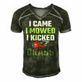 Mens I Came I Mowed I Kicked Grass Funny Lawn Mowing Gardener Men's Short Sleeve V-neck 3D Print Retro Tshirt Forest