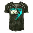 Rock Climbing Climber Less Talk More Chalk Gift Men's Short Sleeve V-neck 3D Print Retro Tshirt Forest