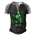 Love Gnomes Irish Shamrock St Patricks Day Four Leaf Clover Men's Henley Shirt Raglan Sleeve 3D Print T-shirt Black Blue