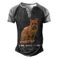 Do What I Want Funny Orange Tabby Cat Lovers Gifts Men's Henley Shirt Raglan Sleeve 3D Print T-shirt Black Grey