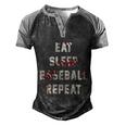Eat Sleep Baseball Repeat Gift Baseball Player Fan Funny Gift Men's Henley Shirt Raglan Sleeve 3D Print T-shirt Black Grey