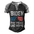 Funny Biden Pay More Live Worse Political Humor Sarcasm Sunglasses Design Men's Henley Shirt Raglan Sleeve 3D Print T-shirt Black Grey