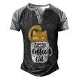 Funny Orange Cat Coffee Mug Cat Lover Men's Henley Shirt Raglan Sleeve 3D Print T-shirt Black Grey