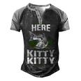 Here Kittty Men's Henley Shirt Raglan Sleeve 3D Print T-shirt Black Grey