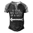 I Love My Witch Wife Halloween T - His And Hers Men's Henley Shirt Raglan Sleeve 3D Print T-shirt Black Grey