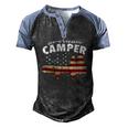 American Camper US Flag Patriotic Camping Men's Henley Raglan T-Shirt Black Blue