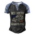 Best Truckin Grandpa Gift Big Rig Semi Truck Driver Trucker Gift Men's Henley Shirt Raglan Sleeve 3D Print T-shirt Black Blue