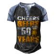 Cheers And Beers To 50 Years Old Birthday Funny Drinking Men's Henley Shirt Raglan Sleeve 3D Print T-shirt Black Blue