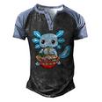 Cute Axolotl Ramen Noodles Anime Kawaii Kids Boys N Girl  Men's Henley Shirt Raglan Sleeve 3D Print T-shirt Black Blue