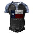 Dayton Tx Texas Flag City State Men's Henley Raglan T-Shirt Black Blue