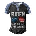 Funny Biden Pay More Live Worse Political Humor Sarcasm Sunglasses Design Men's Henley Shirt Raglan Sleeve 3D Print T-shirt Black Blue