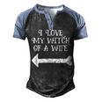I Love My Witch Wife Halloween T - His And Hers Men's Henley Shirt Raglan Sleeve 3D Print T-shirt Black Blue