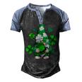 Love Gnomes Irish Shamrock St Patricks Day Four Leaf Clover  Men's Henley Shirt Raglan Sleeve 3D Print T-shirt Black Blue