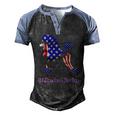 Patriotic Flag Poodle For American Poodle Lovers Men's Henley Raglan T-Shirt Black Blue