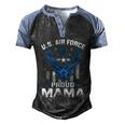 Proud Mama Us Air Force American Flag T Usaf Men's Henley Shirt Raglan Sleeve 3D Print T-shirt Black Blue