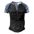 Real Men Cuddle Cats Black Cat Animals Cat Men's Henley Shirt Raglan Sleeve 3D Print T-shirt Black Blue