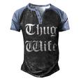 Thug Wife V3 Men's Henley Shirt Raglan Sleeve 3D Print T-shirt Black Blue