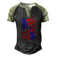 4Th Of July Usa Flag American Patriotic Statue Of Liberty Men's Henley Raglan T-Shirt Black Forest