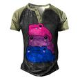 Bisexual Flag Color Frogs Subtle Bi Pride Lgbtq Aesthetic  V2 Men's Henley Shirt Raglan Sleeve 3D Print T-shirt Black Forest