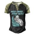 Coffee Right Meow International Coffee Day Sleepy Cat Men's Henley Shirt Raglan Sleeve 3D Print T-shirt Black Forest