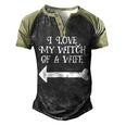 I Love My Witch Wife Halloween T - His And Hers Men's Henley Shirt Raglan Sleeve 3D Print T-shirt Black Forest