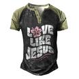 Love Like Jesus Religious God Christian Words Cool Gift Men's Henley Shirt Raglan Sleeve 3D Print T-shirt Black Forest