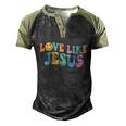 Love Like Jesus Religious God Christian Words Gift Men's Henley Shirt Raglan Sleeve 3D Print T-shirt Black Forest