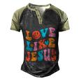 Love Like Jesus Religious God Christian Words Gift V2 Men's Henley Shirt Raglan Sleeve 3D Print T-shirt Black Forest