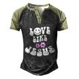 Love Like Jesus Religious God Christian Words Gift V3 Men's Henley Shirt Raglan Sleeve 3D Print T-shirt Black Forest