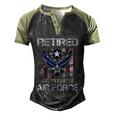 Retired Us Air Force Veteran Usaf Veteran Flag Vintage V2 Men's Henley Shirt Raglan Sleeve 3D Print T-shirt Black Forest