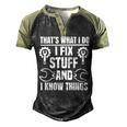 Thats What I Do I Fix Stuff And I Know Things Funny Saying Men's Henley Shirt Raglan Sleeve 3D Print T-shirt Black Forest