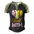 Ball Mom Baseball Softball Mothers Gift Men's Henley Shirt Raglan Sleeve 3D Print T-shirt Black Green