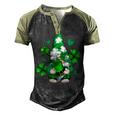 Love Gnomes Irish Shamrock St Patricks Day Four Leaf Clover Men's Henley Shirt Raglan Sleeve 3D Print T-shirt Black Green