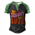 50Th Birthday Groovy Since 1972 Men's Henley Shirt Raglan Sleeve 3D Print T-shirt Black Green