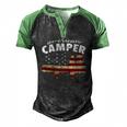 American Camper US Flag Patriotic Camping Men's Henley Raglan T-Shirt Black Green