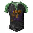 Bat Halloween Creep It Real Color Men's Henley Shirt Raglan Sleeve 3D Print T-shirt Black Green